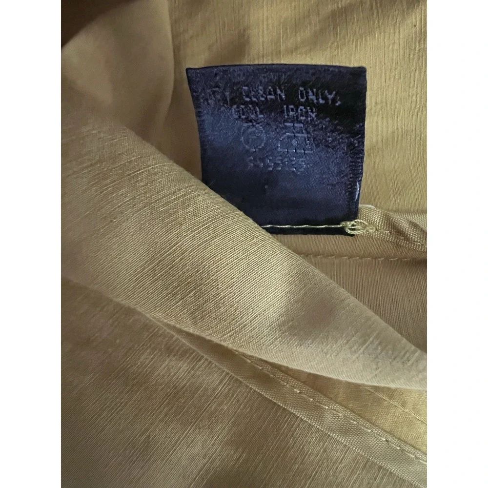 Lafayette 148 Yellow‎ Metallic Jacket Sz 10 Belt Shiny Dressy Short Cotton Blend